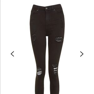 Topshop Jamie MOTO ripped black skinny jeans